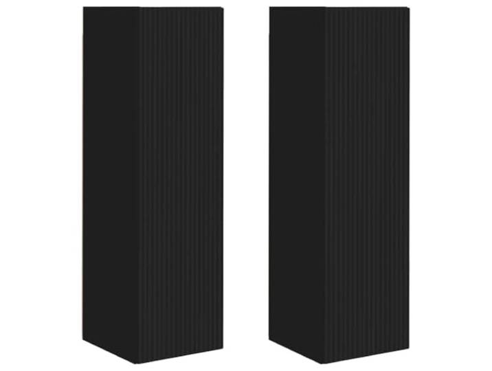 Kaorsrow 2er Set TV Wandschrank Schwarz 30x31x100 cm Holzwerkstoff Wandmontiertes Lowboard mit 90°-Schwenktüren für ordentliches Wohnzimmer und Schlafzimmer.