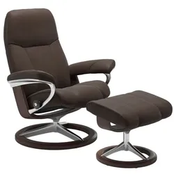 Stressless Sessel mit Hocker Consul Signature Leder Braun Batick Brown M (Medium)