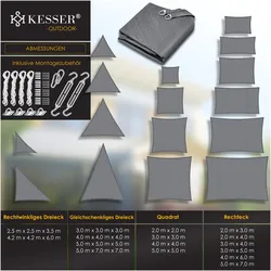 Kesser, Sonnensegel, Sonnenschutz Windschutz HDPE Gewebe wasserabweisend & windabweisend (500 x 500 cm)