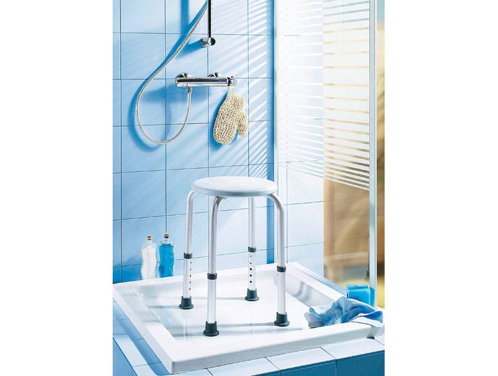 8-fach höhenverstellbarer Duschhocker, Silber-Weiss