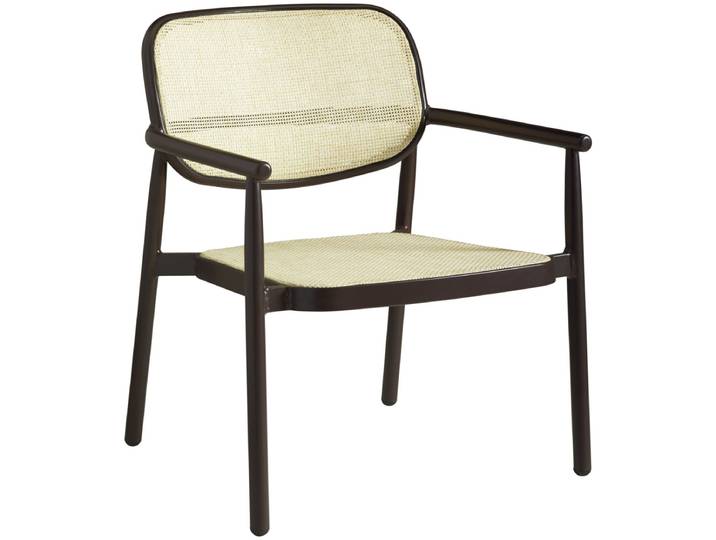 VEGA Outdoor Lounge Sessel Candia 66x68x80 cm (BxTxH); Sitz beige, Gestell dunkelbraun