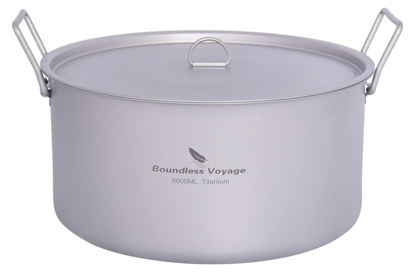 Solidchoice Titanium Outdoor Camping Kookpot met Deksel en Vouwhandvat, 5L