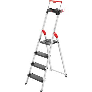 Hailo Stehleiter TopLine L100, 8050-407, mit Plattform, aus Aluminium, bis 150kg, EasyClix, mit 4 Stufen à 13cm Tiefe