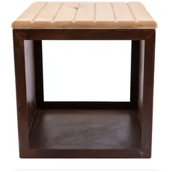 RedFire handgefertigte Holzlagerbank Tyr – Stahl – Ø41 cm, Höhe 43 cm – Rost