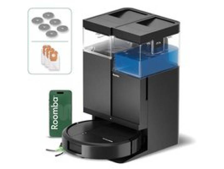 Roomba Plus 516 Combo Robot+AutoWash 22KPa Lidar ClearView Base Multifonction Lavage 75°C Séchage 45°C Autovidage 75 Jours Noir