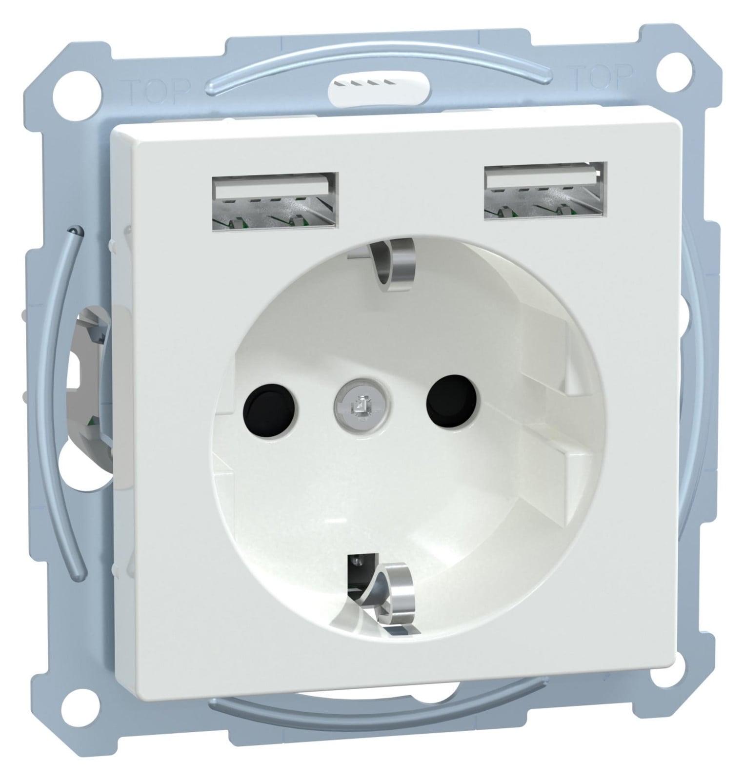 Merten stopcontact met stekkerdoos MEG2366-0325 met USB-lader, wit glanzend