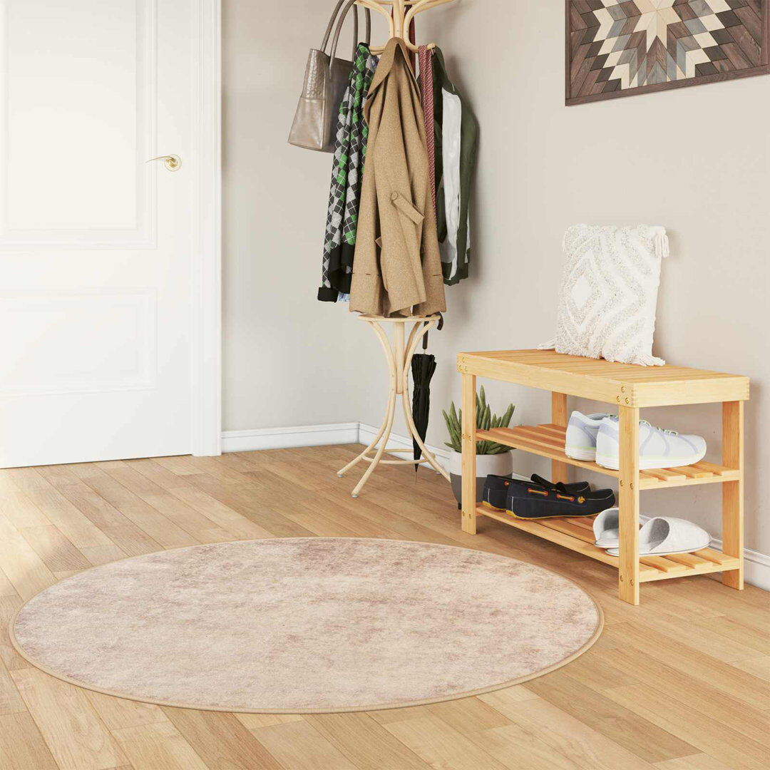 17 Stories Machine Tufted Area Rug Beige Round 120cm