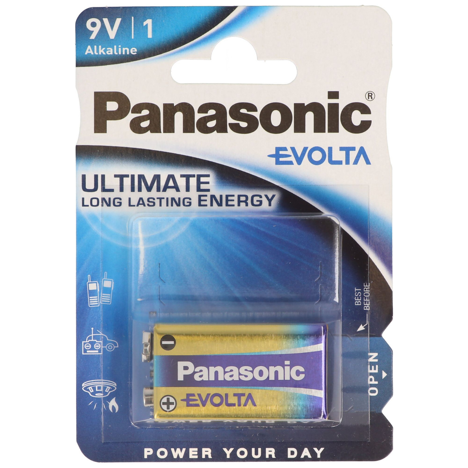 Panasonic Evolta 9V Alkaline Batterij voor Rookmelders en Afstandsbedieningen