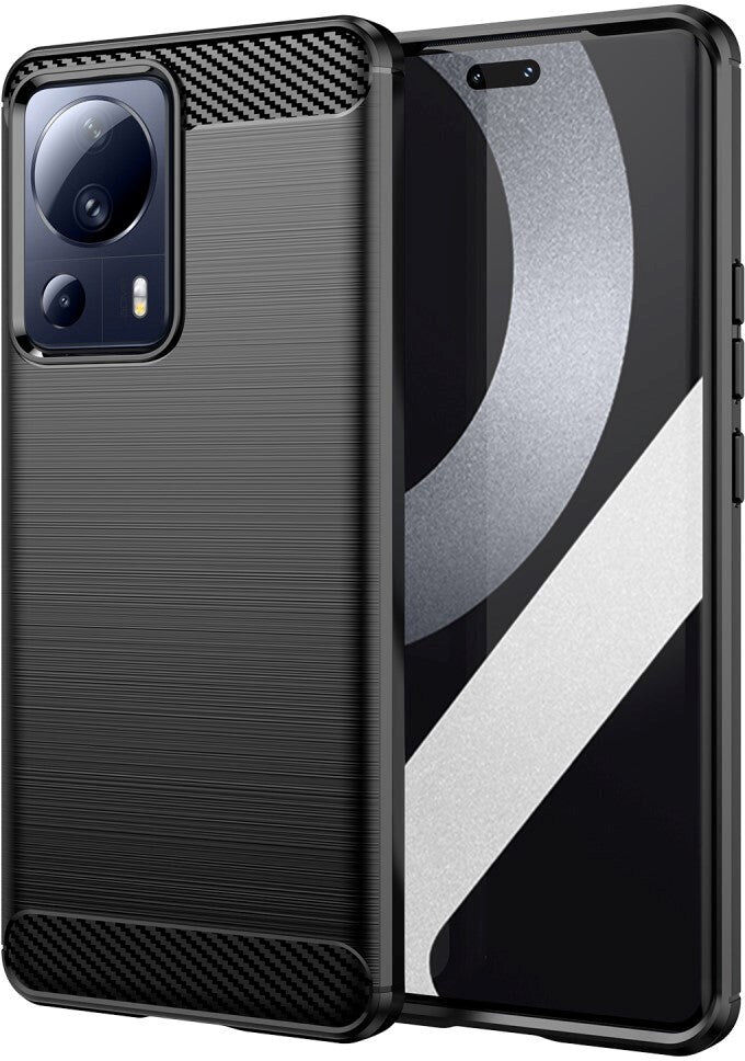 INCOVER Xiaomi 13 Lite Brushed Carbon Bagside Cover - Sort