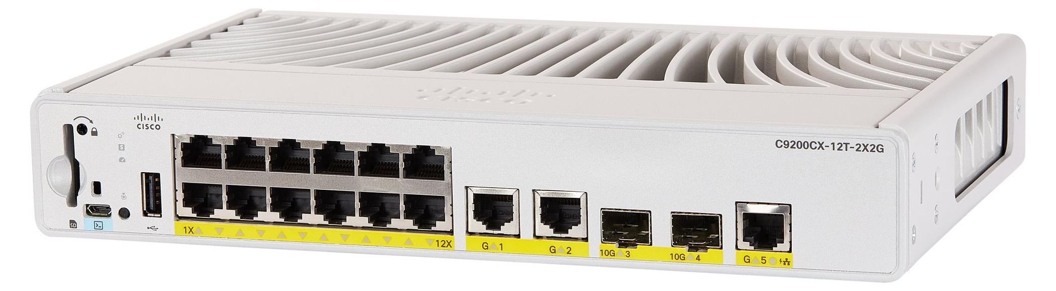 Cisco C9200CX-12T-2X2G-A, Managed, Gigabit Ethernet (10/100/1000), Power over Ethernet (PoE), Rack-Einbau