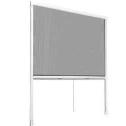TecTake GmbH tectake Aluminium Insektenschutzrollo 130x160cm Fliegengitter Fenster Rollo weiß Fiberglas Netz kürzbar 65cm Bürstendichtung Innen Außenmontage