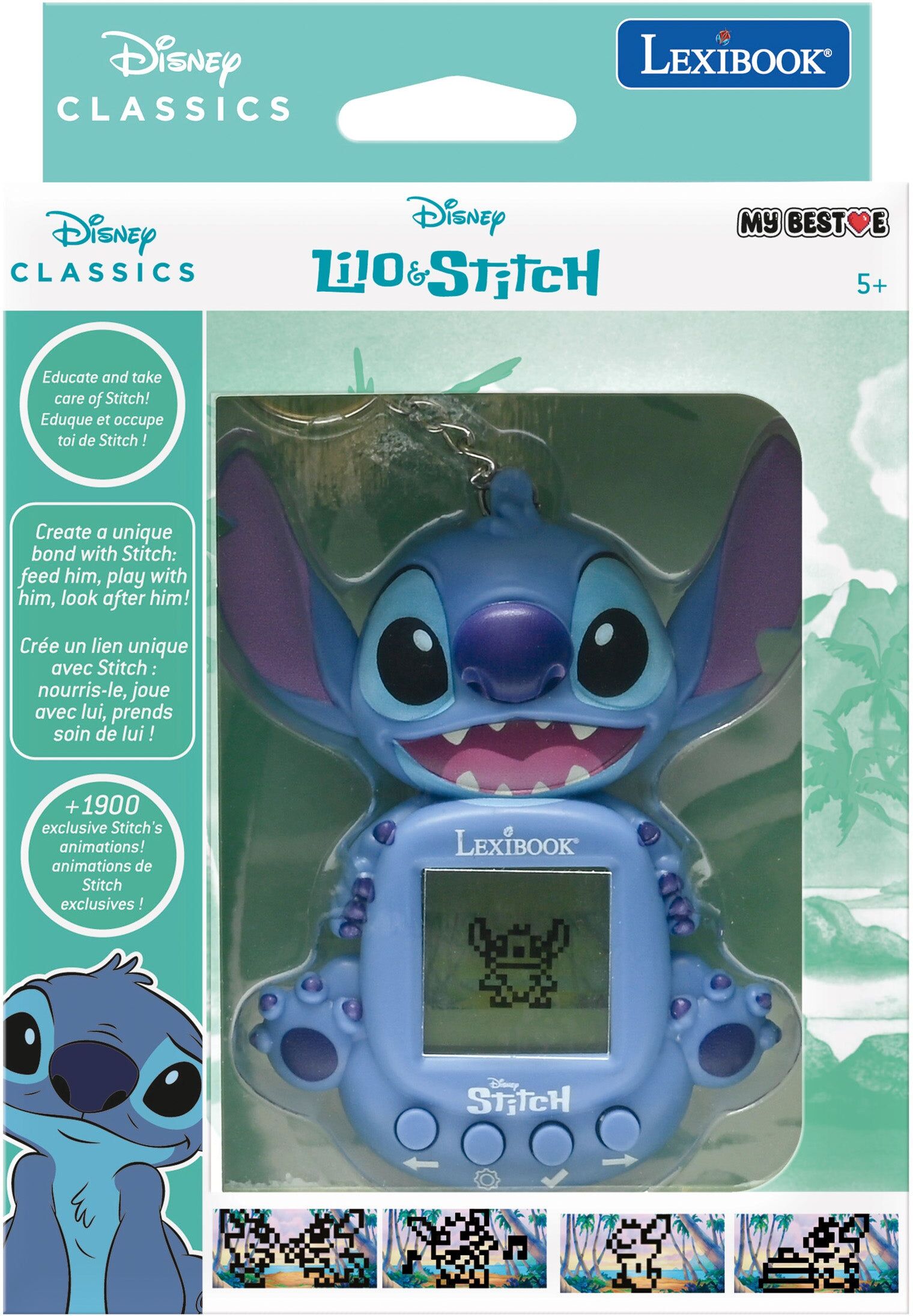 Lexibook Disney Stitch My Best-E Electronic Pet Console - Official Disney Interactive Toy for Kids - Portable LCD Companion with Mini-Games and Animations