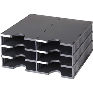 Styro Styro Sortierstation 268-0203  doc Duo, A4, 6 Fächer, 3 Etagen, Kunststoff, schwarz