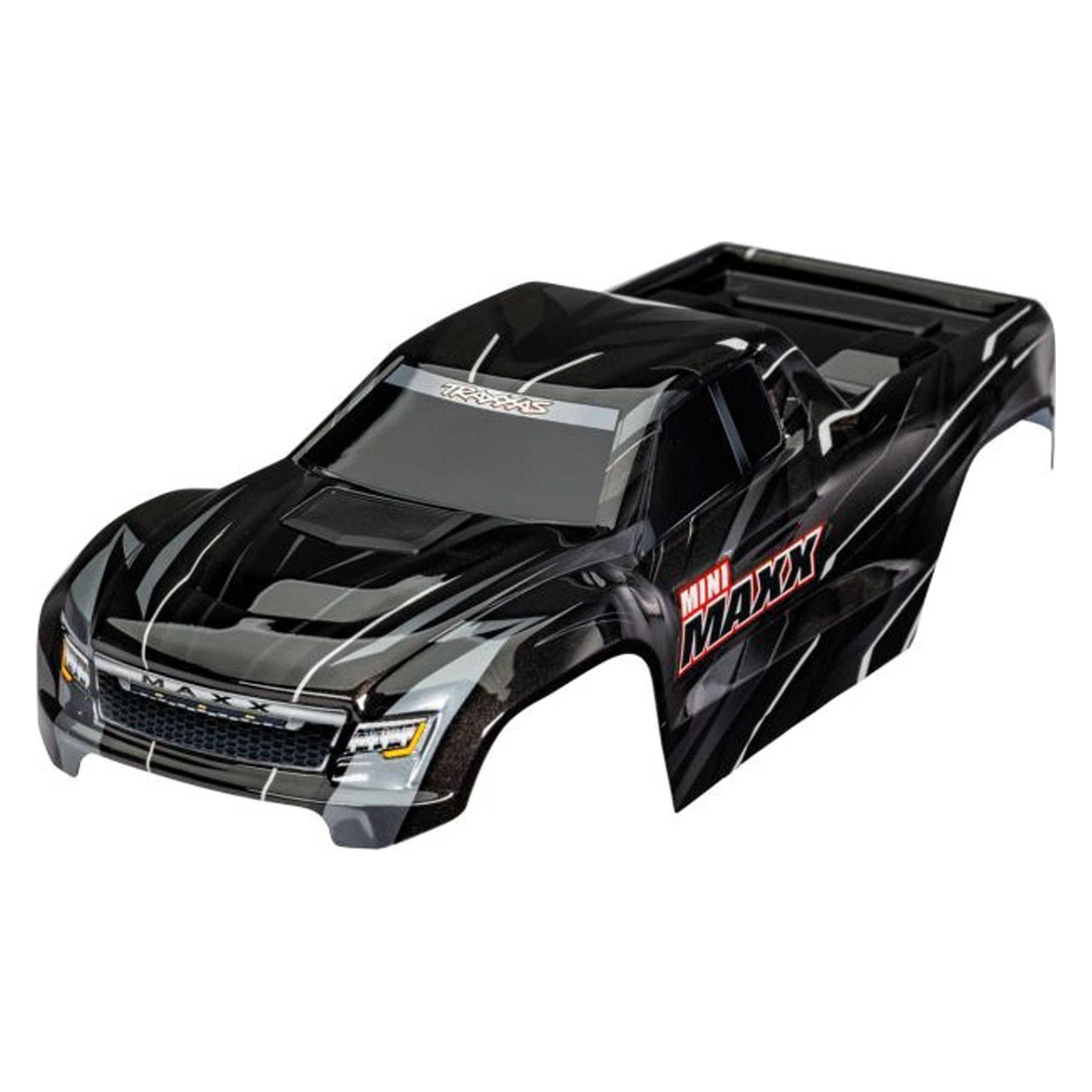 Traxxas Karosserie schwarz mit Aufkleber & Clipless: Mini-Maxx (TRX10711-BLK)