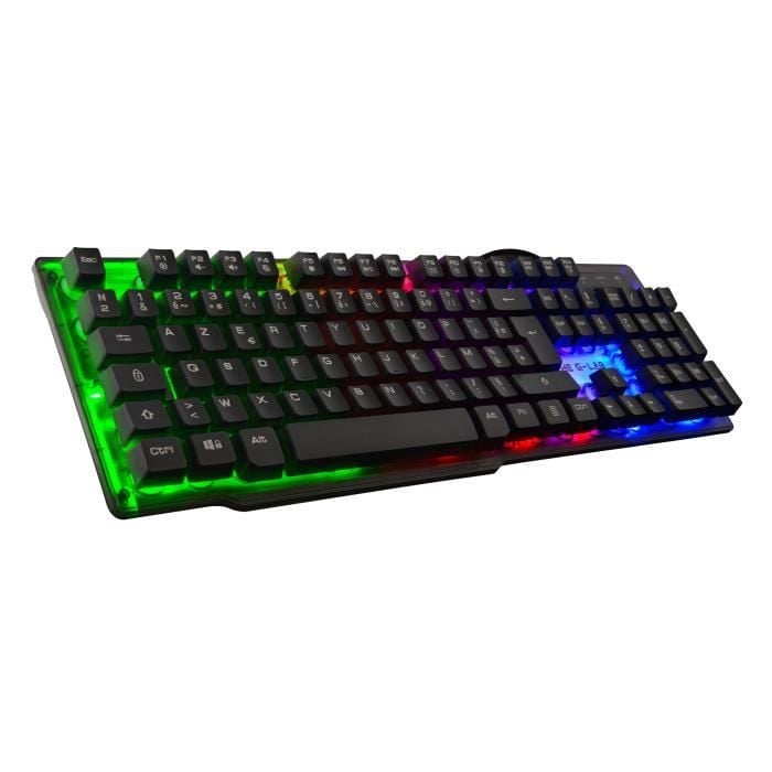G-Lab Keyz Neon Membraan Toetsenbord met LED-verlichting, USB, AZERTY-indeling, zwart