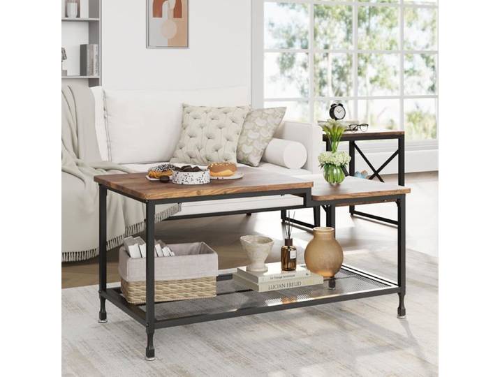 Table basse - Bois - style scandinave - Rectangulaire - petite table basse 100x50x45cm Marron