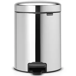 Kosmetikeimer Brabantia newIcon Treteimer Chrom 5 L kleiner Treteimer aus Edelstahl mit Kunststoff-Inneneimer