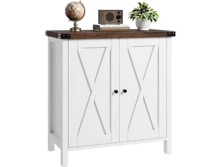 Buffet cuisine - buffet bas - BUFFET - BAHUT - 2 portes - Bois 76x40x80 cm - style scandinave Blanc et marron