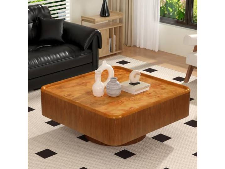 FeiZhiYanS Moderner quadratischer Couchtisch fürs Wohnzimmer Couchtisch im Landhausstil, robustes Gestell, einfache Montage, verdickte Tischplatte, für kleine Räume