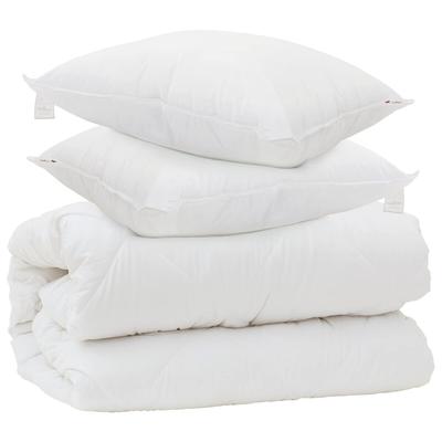 vidaXL Decke mit Kissen mit Kissen 3 pcs Weiß Mikrofaser