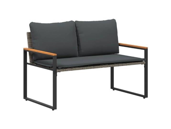 Banc en rotin pour jardin - - Gris et Gris foncé - 115x65x72 cm - Résistant aux UV - Résistant aux intempéries