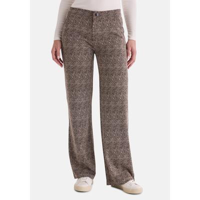 Schlupfhose STOOKER WOMEN "MODENA Hose Jersey extra Wide Leg", Damen, Gr. 40, Länge 32, braun (braun check), 58% Polyester, 40% Viskose, 2% Elasthan, weit lang, Hosen Schlupfhose, Hose Jersey extra Wide Leg für Damen