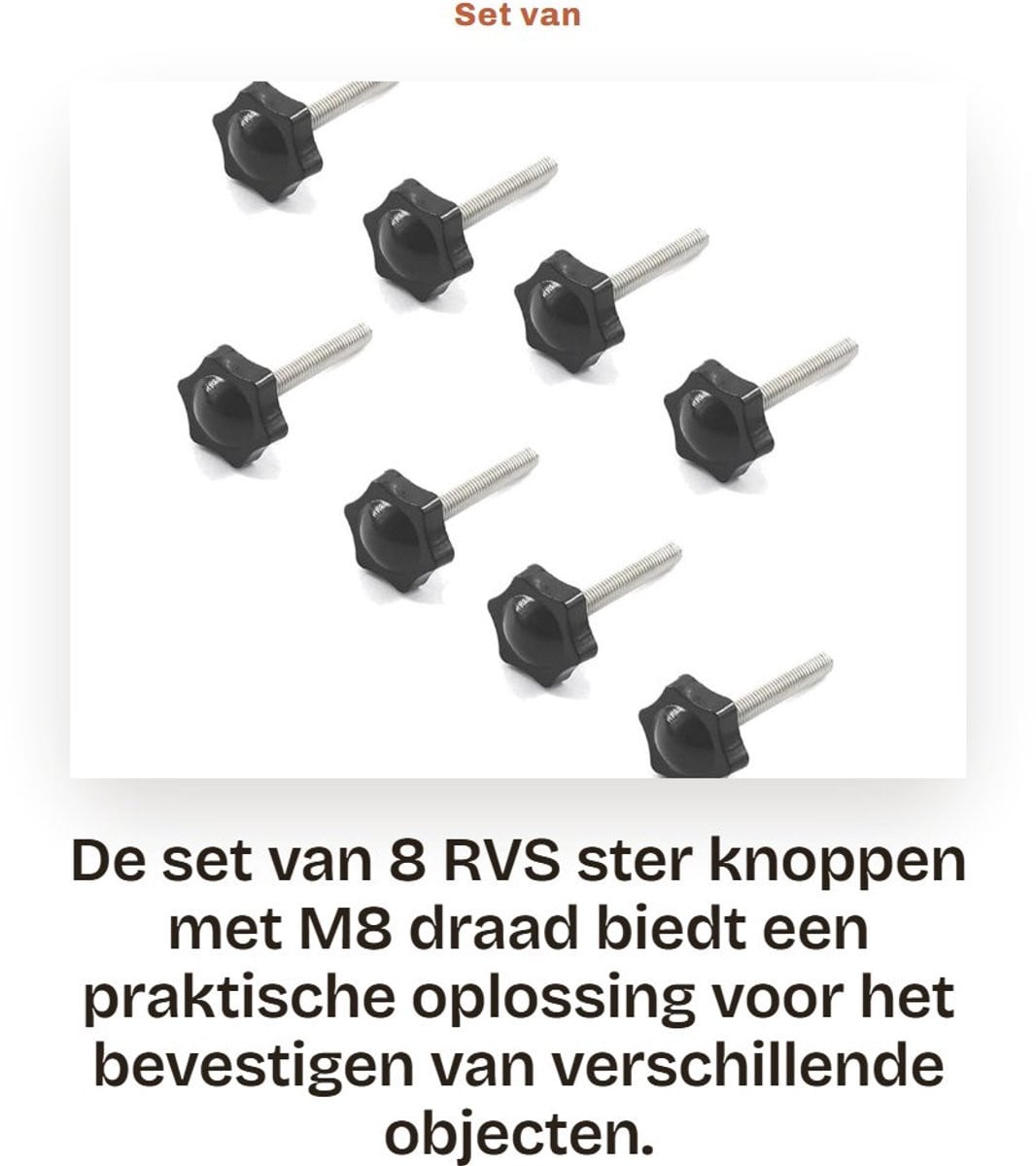 Dailygoods Handknop 32mm - 8 stuks - Roestvrij staal