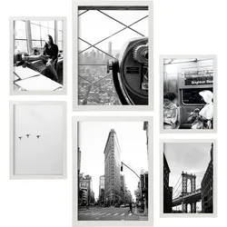POSTER Set Mit 6 New York Schwarzweiß A3 & A4 Schwarzer Rahmen