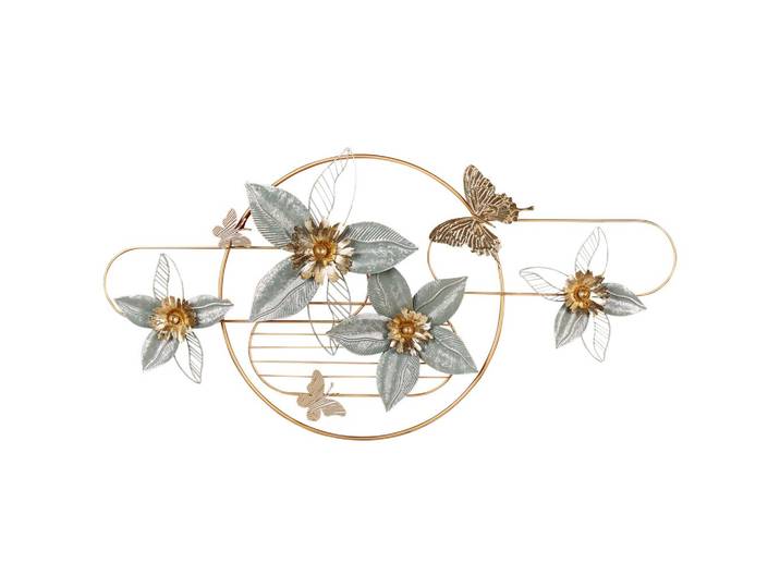 WANDDEKORATION Metall gold/grün Blumen Tantalum