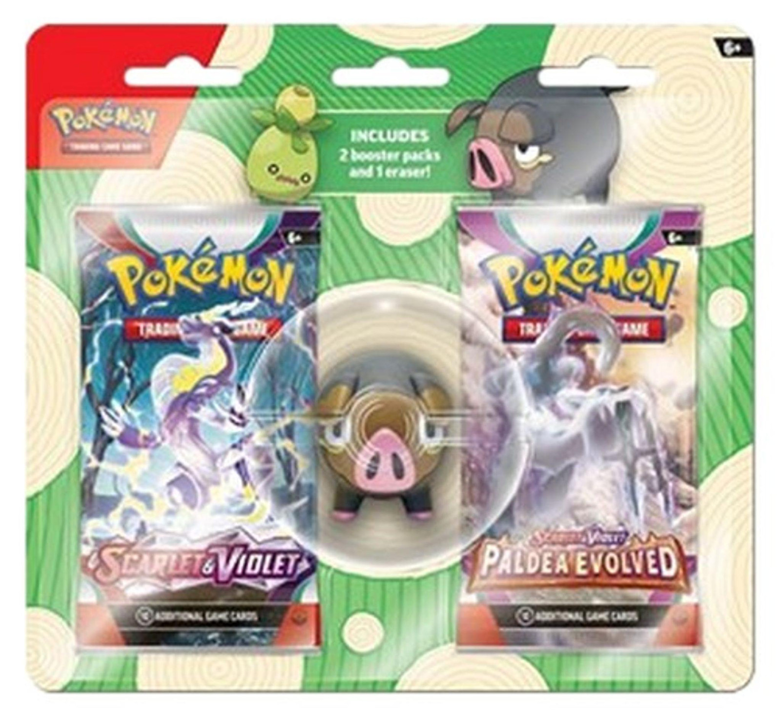 The Pokemon Company Pokemon Back to School 2023 Lechonk Gum Eraser 2-stuks Blisterverpakking