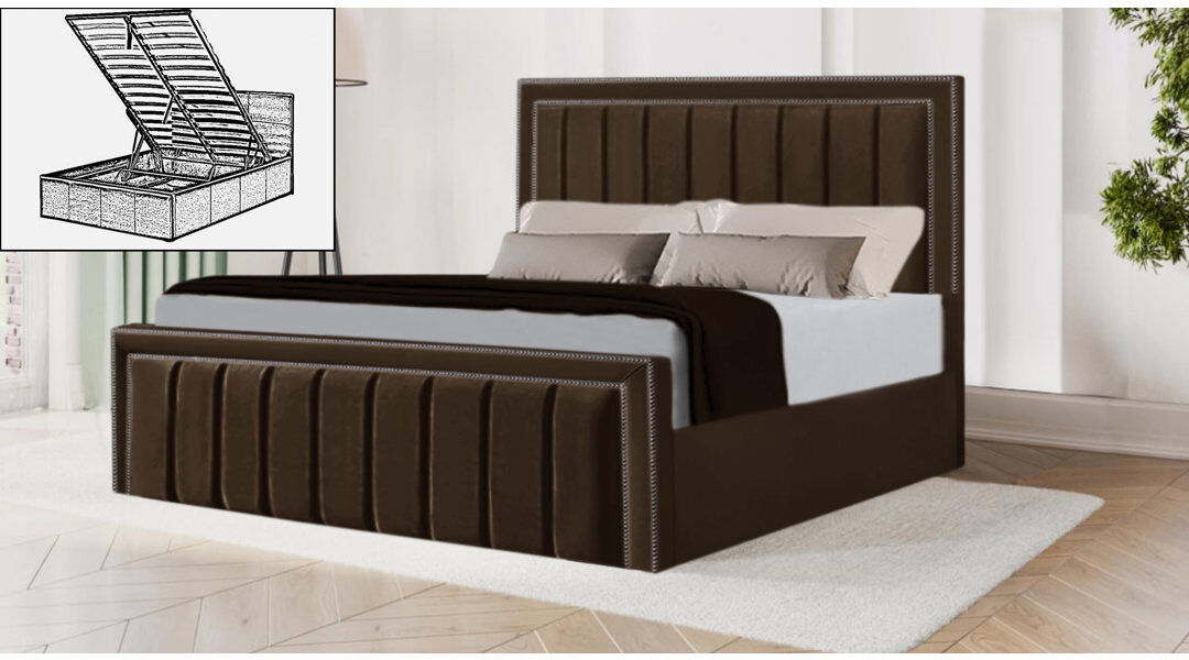Brayden Studio Luciana Upholstered Velvet Lift Up Storage Ottoman Bed Burgundy Single (3')