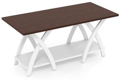 Costway 40 Inch Farmhouse Wooden 2-Tier Coffee Table with Storage Shelf for Living Room-Walnut