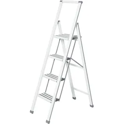 Wenko Alu-Design Klapptrittleiter 4-stufig, weiß