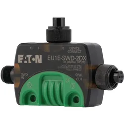 Eaton 174711 SWD T-Connector Ein-/Ausgabemodul IP69K, 24 V DC, zwei Eingänge mit Versorgung,eine E/A-Buchse M12 EU1E-SWD-2DX
