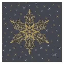 Duni, Servietten, Servietten Snowstars Schwarz 24 x 24 Cm (24 x 24 cm)