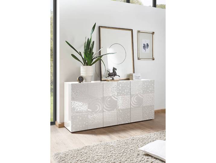 Buffet Miro II 181cm Blanc/Blanc brillant