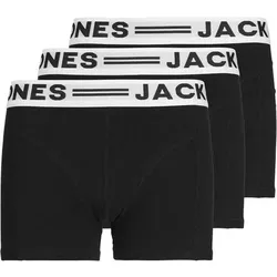 JACK AND JONES JACK&JONES Jungen Boxershorts, 3er Pack - SENSE TRUNKS, Baumwoll-Stretch, Logobund, Größe 140 in Schwarz Schwarz