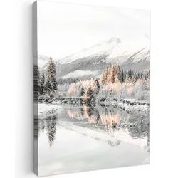 LEINWANDBILD Natur - Winter - Bäume - Berge - Schnee Room Decor 30x40 cm