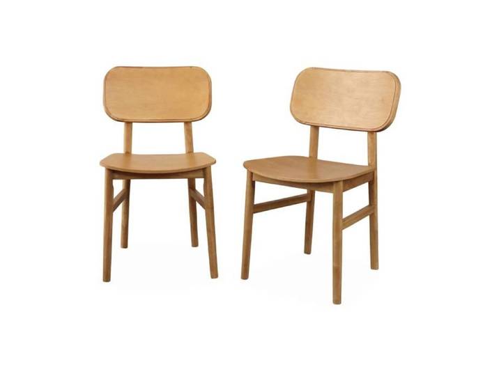 sweeek - Chaise vintage bois d'hévéa (lot de 2) OLYMPIE