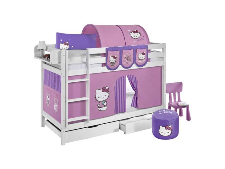 Etagenbett JELLE Hello Kitty Lila 90 x 200cm Weiß