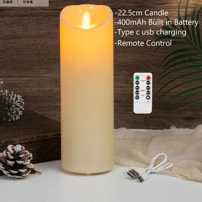 Uplift Treasures USB C Rechargeable LED Pillar Candle With Remote And Timer 22.5cm