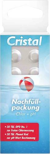 Cristal 287101 Nachfüllpackung Chlor/pH Wassertestgerät Chlor Tabletten für Wassertestgerät 60St.
