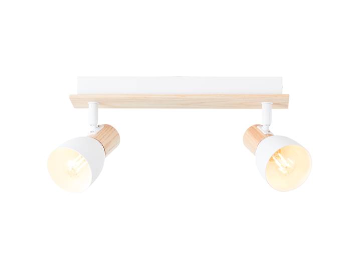 Plafonnier naturel BRILLIANT DAINTREE Plafonnier blanc de style naturel avec 2 douilles E14\, max. 28 watts Métal/bois