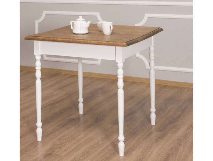 Quadratischer Esstisch im Landhausstil weiß 80 x 80 cm