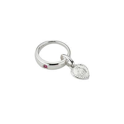 Kettenanhänger FIRETTI "Schmuck Geschenk Silber 925 Anhänger Taufring Herz mit Engelmotiv", silberfarben, pink, pink, Schmuckanhänger, Damen, Silber 925 (Sterlingsilber), 0,75 g, Kettenanhänger, mit Zirkonia (synth.)
