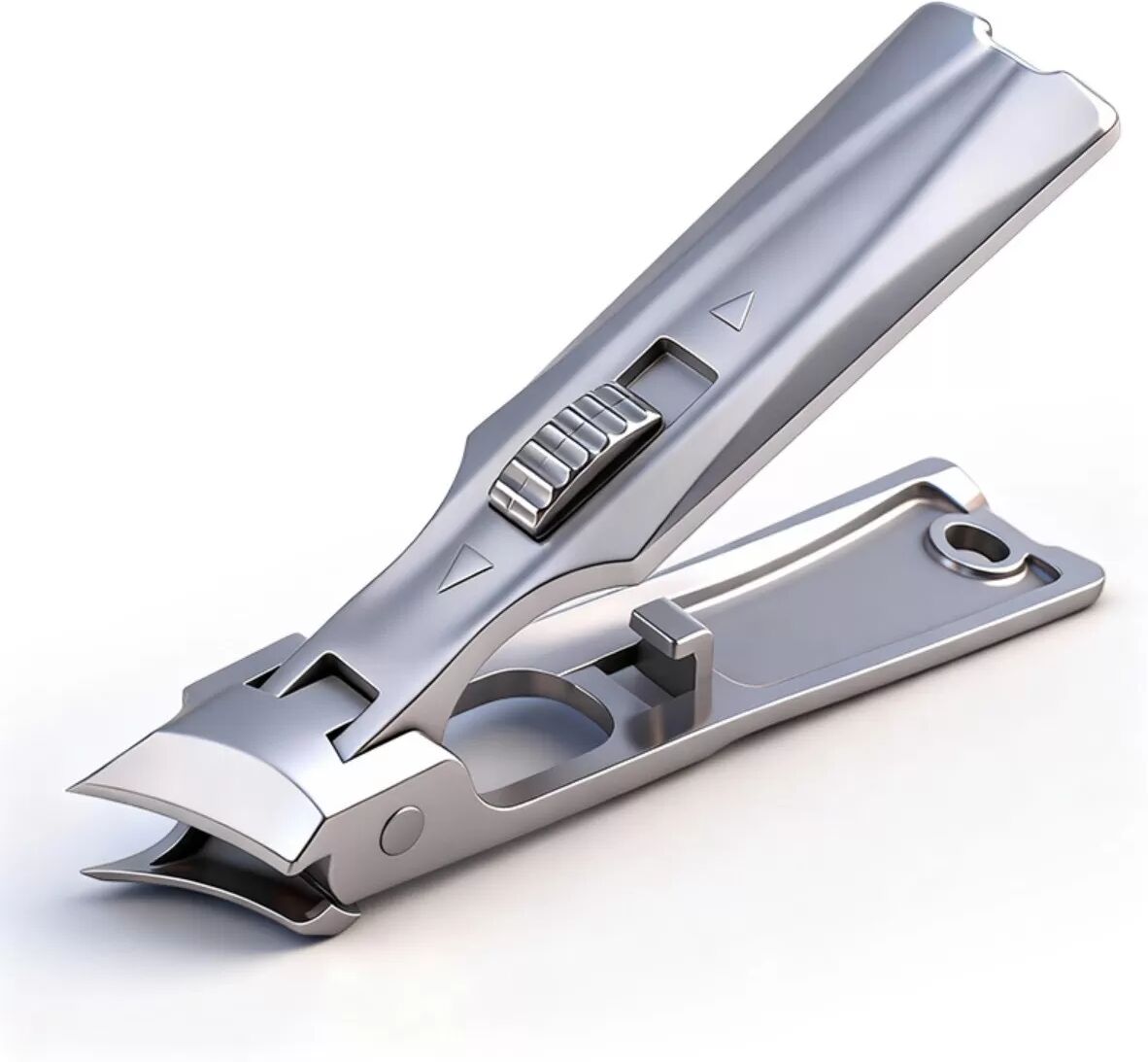 INF Push-Pull Lock Nagelknipser - Silber Titan, Deutsche Präzision, Gebogene Klinge