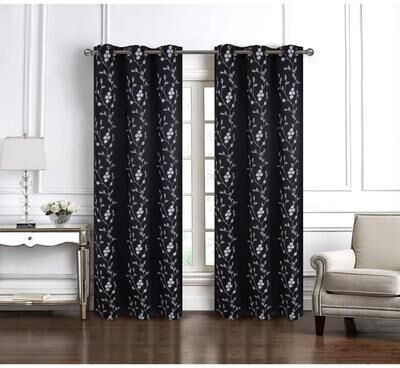 RT Designer Collection "Lilian Embroidered Privacy Window Curtain Panel 84"" or 95"""