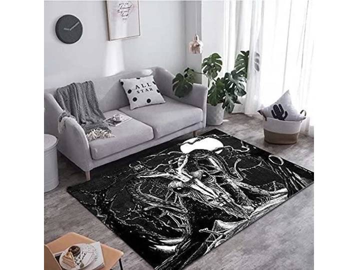 Tapis de salon en flanelle douce 3D - Satan Skull - Rectangulaire - Gris - 60x90cm