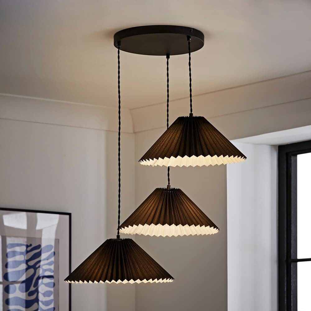 Hykkon Kameron 3 - Light Painted Shaded Pendant Black