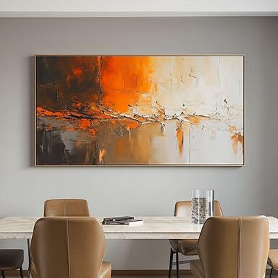 Handgemaltes, abstraktes Originalgemälde mit Terrakotta-Textur, gebranntem Orange, minimalistische Wandkunst, helle Wandgestaltung, Interieur-Kunst, Gemälde auf Leinwand